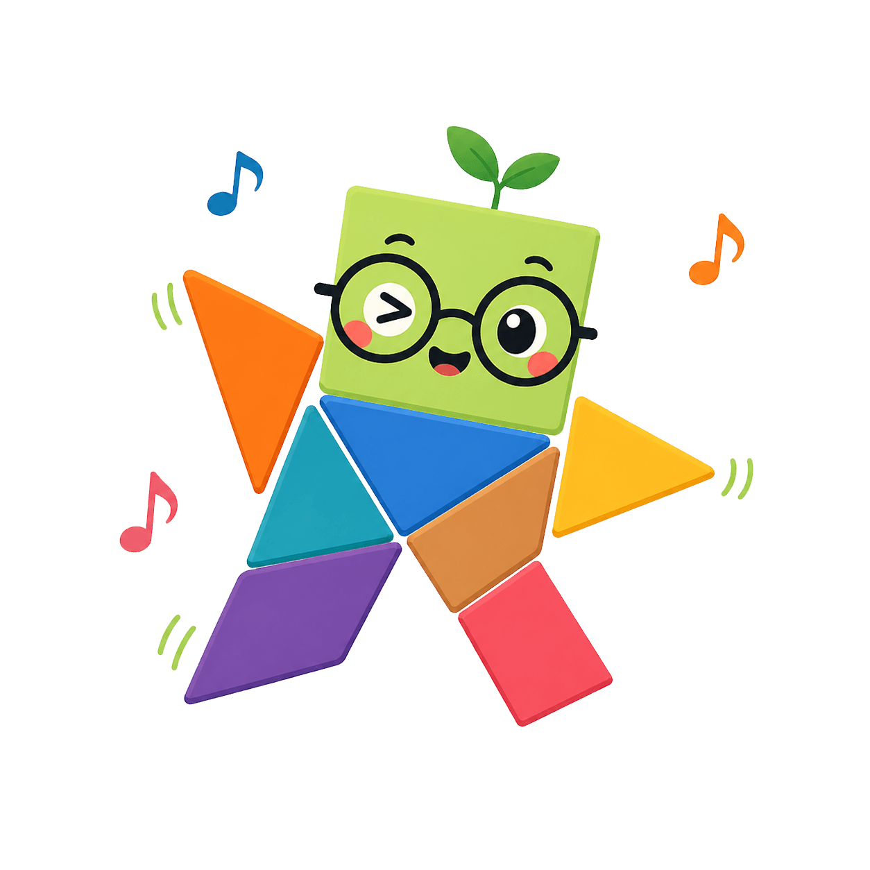 QiQi, the NSCD mascot, built from the seven geometric pieces of a Chinese tangram.